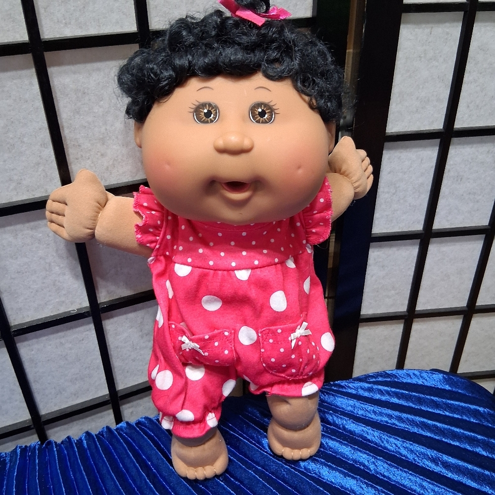Pink and Black Doll with Polka Dot Outfit